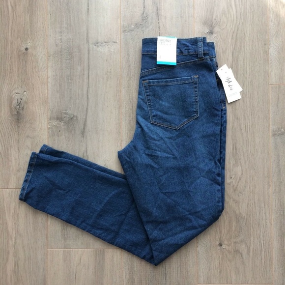 Style Co Tummy Control Skinny Leg Blue Denim Jeans - Picture 3 of 7